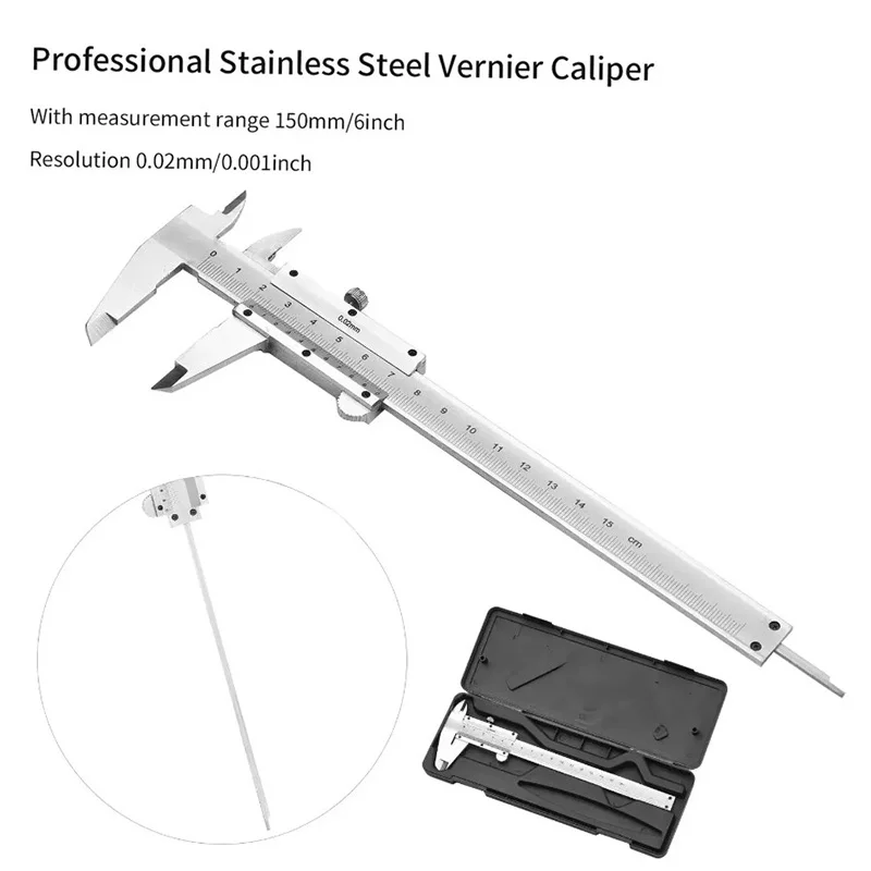Digital Caliper 150Mm Stainless Steel - Professionelle Messschieber aus Edelstahl, 0–150 mm,