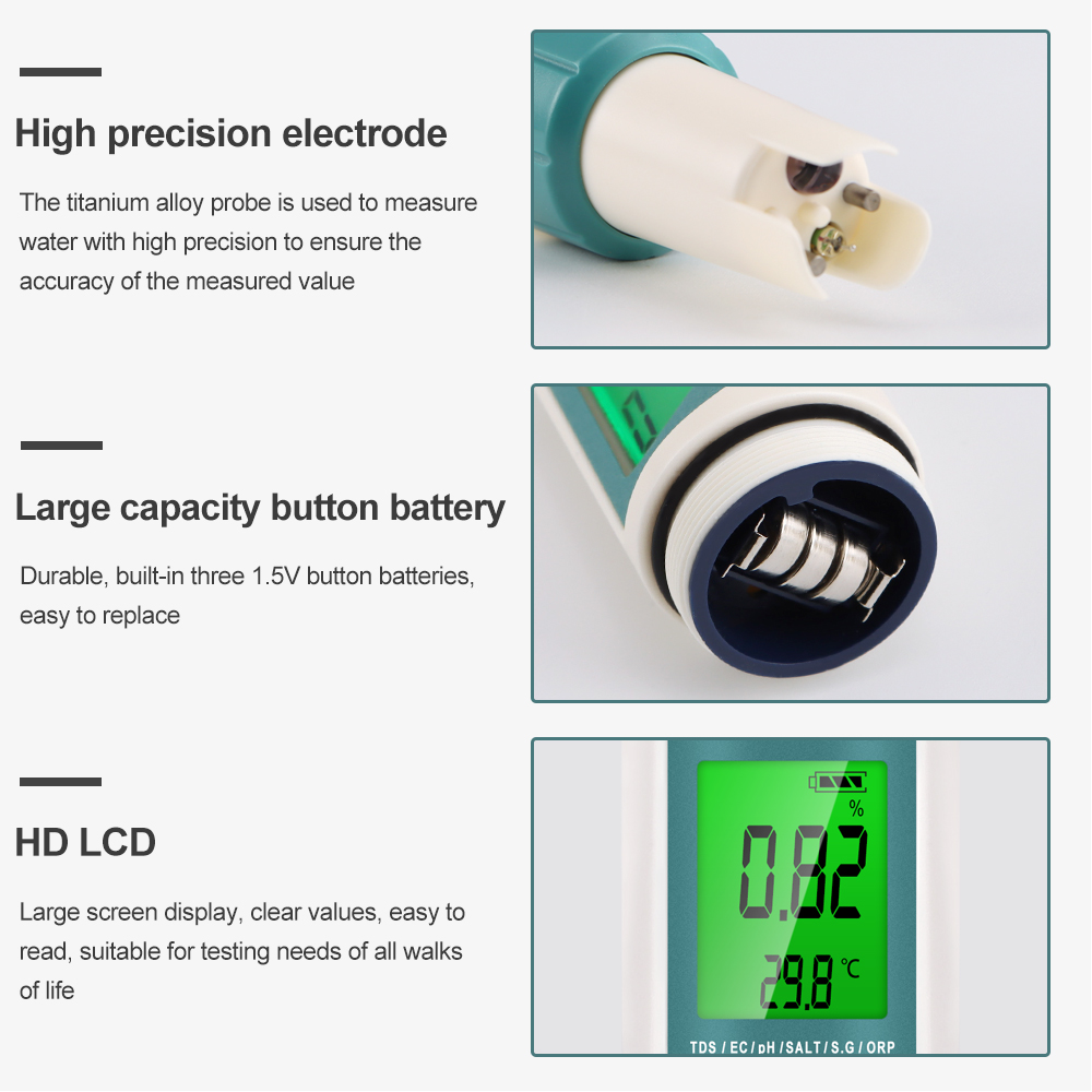 7-in-1 PH TDS EC ORP Salzgehal – Ph Meter Digital Water Tester Bewertung und Preis